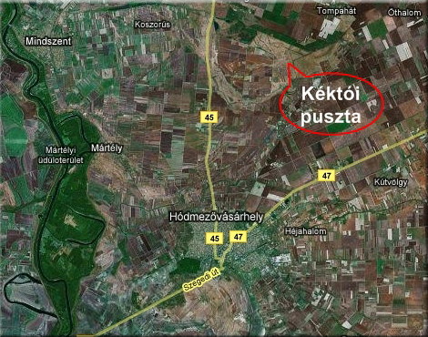 Satellite snapshot of the area. Situation of Kéktó steppe.