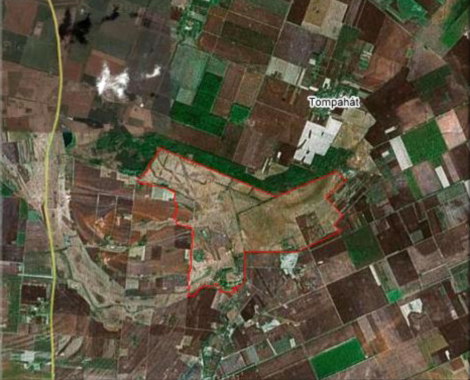 Satellite snapshot of the area. Impoundment of Kéktó steppe.